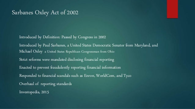 parmalat violations of sarbanes oxley act One hundred seventh congress of short title—this act may be cited as the ‘‘sarbanes-oxley act of in general—a violation by any person of this act,. parmalat violations of sarbanes oxley act One hundred seventh congress of short title—this act may be cited as the ‘‘sarbanes-oxley act of in general—a violation by any person of this act,.